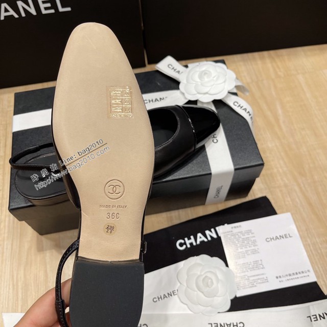 Chanel專櫃經典款女士涼鞋 香奈兒時尚sling back涼鞋平跟鞋6.5cm中跟鞋 dx2557